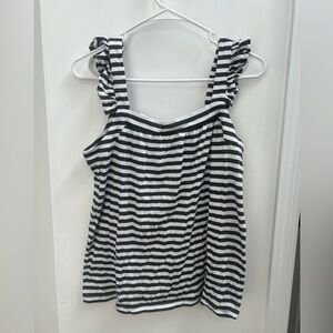 Michael Kors Green And White Striped Sleeveless Blouse Women’s Size Small